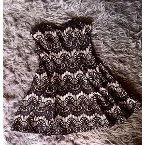 Strapless Black and Cream Dress